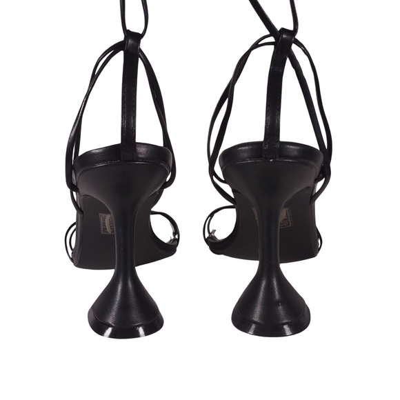 Public Desire Dymond Black Lace Up Square Toe Cake Stand Heels Size 8 NWOT - Picture 8 of 13